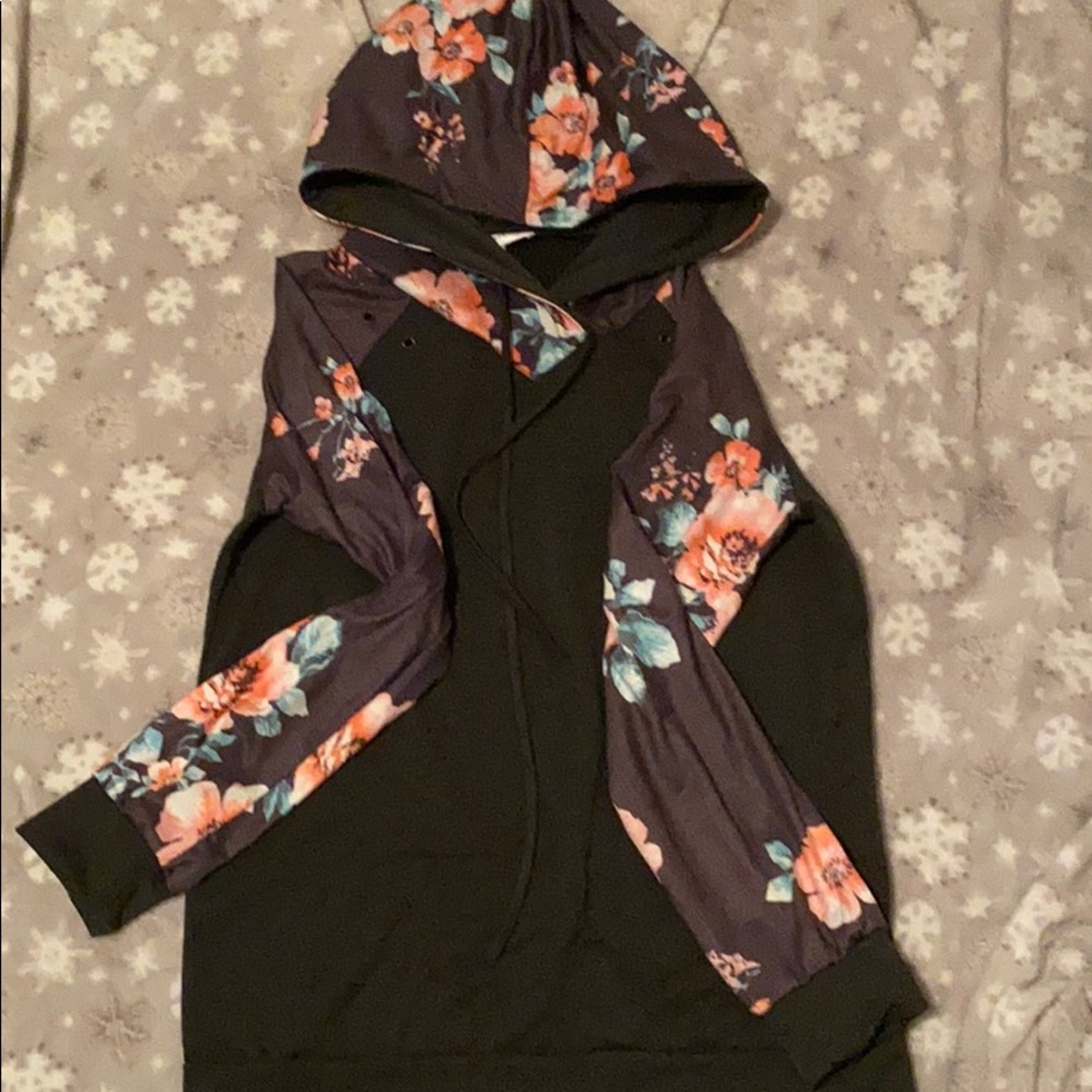 grey floral flower sweatshirt